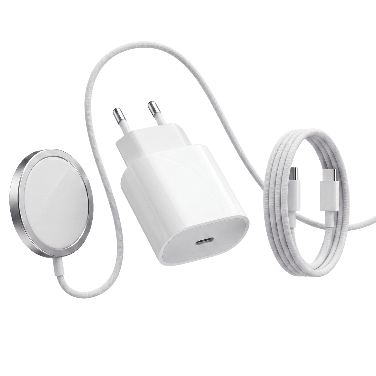 MagSafe charger, USB-C power adapter and cable